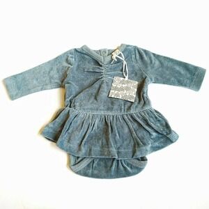 Kate Quinn Velvet Ruffle Dress 3-6m Teal